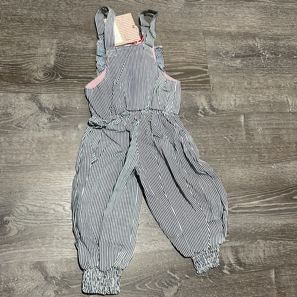 NWT Paper Wings Girls Cotton Frilled Striped Overalls - Picture 5 of 5